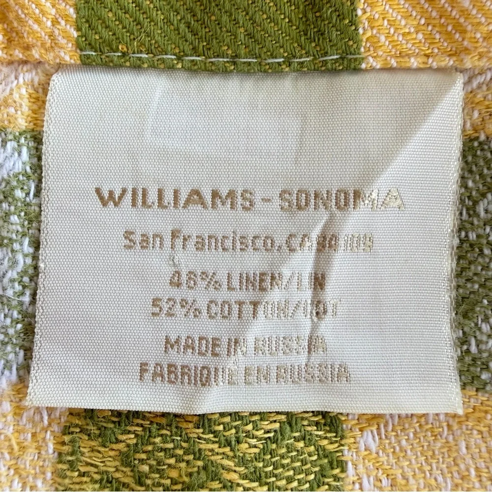 Williams Sonoma Yellow Pear Garden Jacquard Tablecloth 70x90 Linen‎ Blend Rare